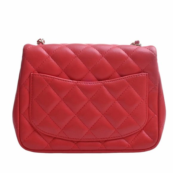 CHANEL Lambskin Mini Matelasse Coco Mark Chain Shoulder Bag Red Ladies - Picture 2 of 10